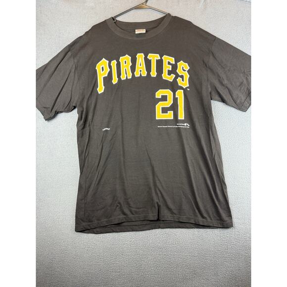 Nutmeg Vintage XL Black MLB Pittsburgh Pirates Clemente T-Shirt Single Stitch - Picture 1 of 8